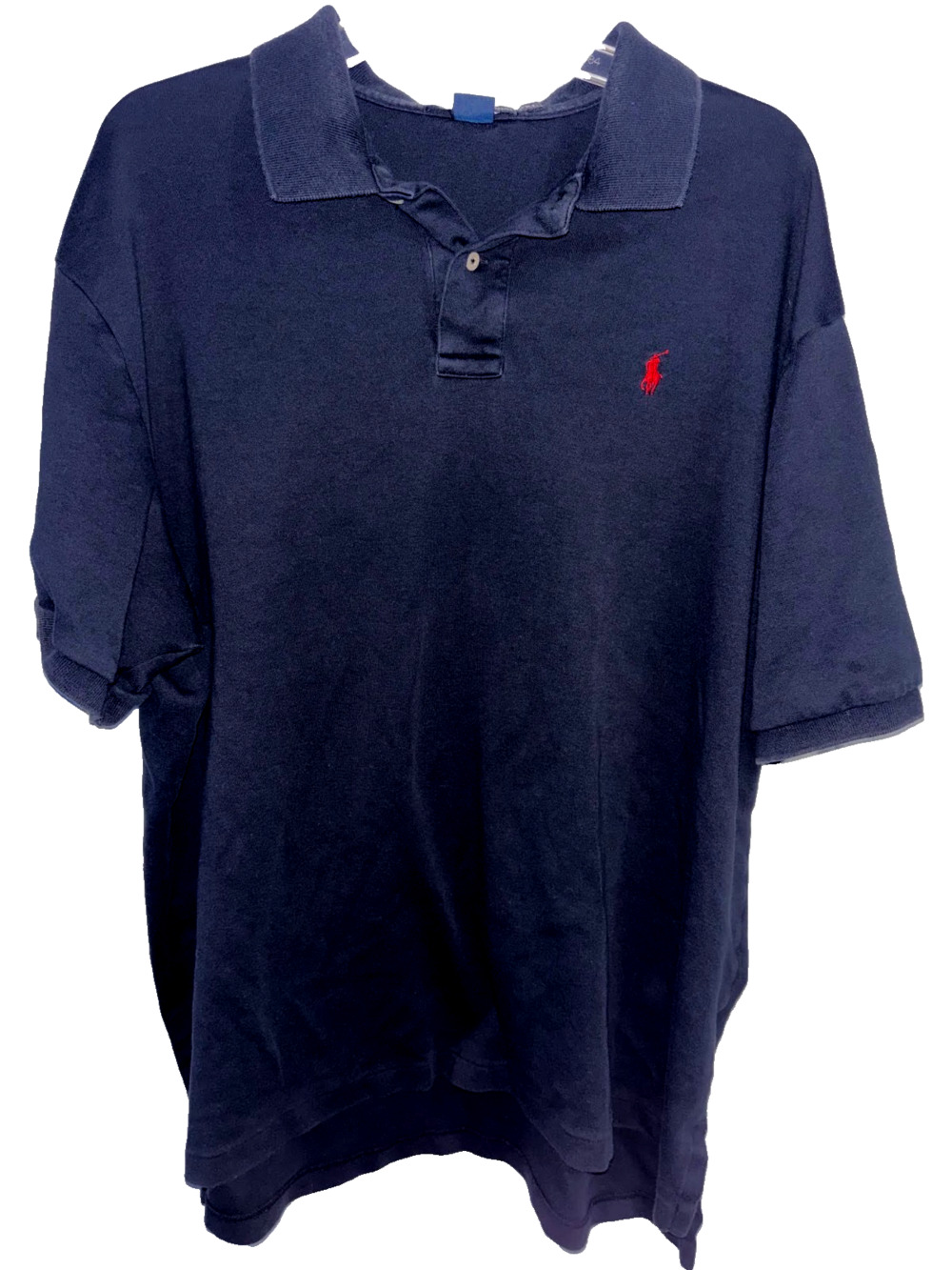 Polo Ralph Lauren Shirt Mens XXL Blue Pique Cotton Red Pony Short Sleeve Polo